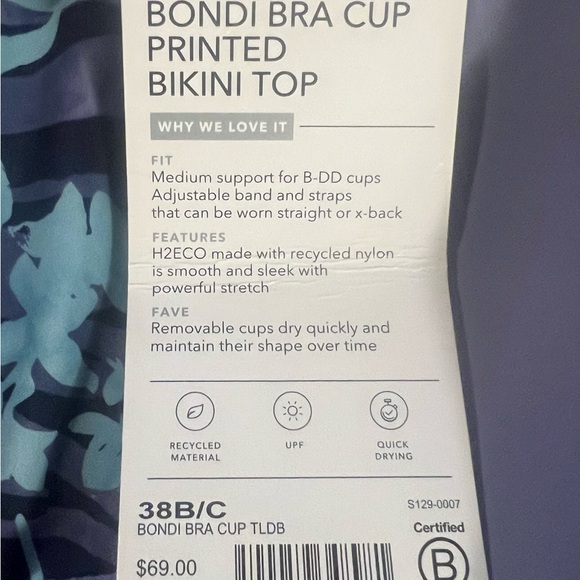 Athleta Bondi bra cup printed bikini top 38 B/C - Picture 6 of 6